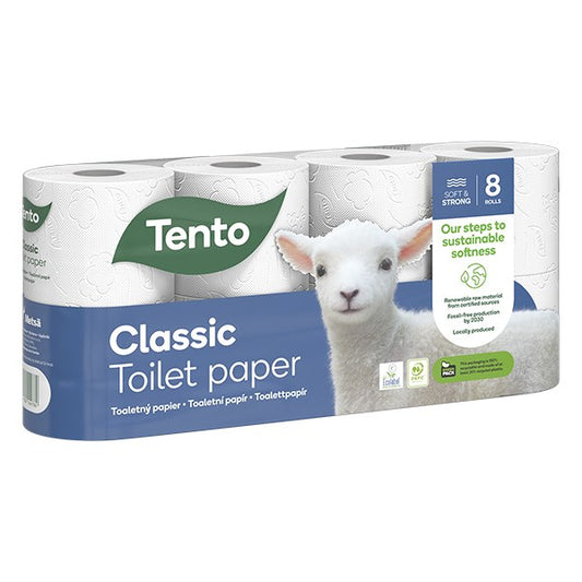 Toalettpapír TENTO Classic fehér 8 tekercses 3 rétegű kép