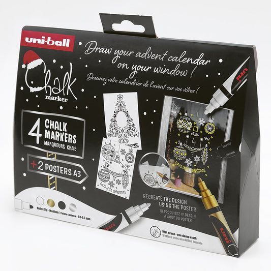 Folyékony kréta UNI PWE-5M Karácsonyi kiadás Elegáns színek 4 darabos kép