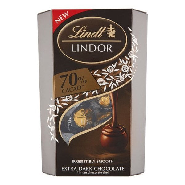 Csokoládé LINDT Lindor 70% Cacao étcsokoládé golyók díszdobozban 200 g kép