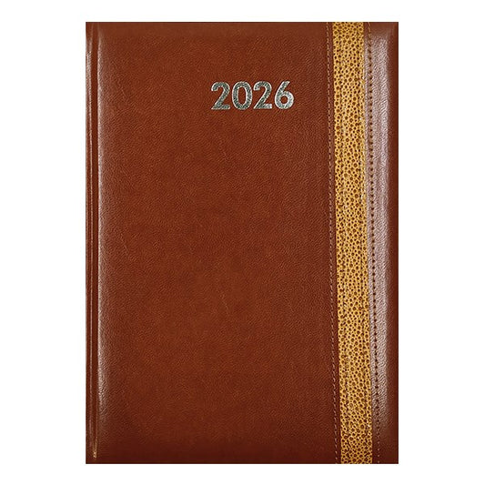 Határidőnapló ALISCA Rebel varrott B/5 napi fehér lapos barna 2026. kép