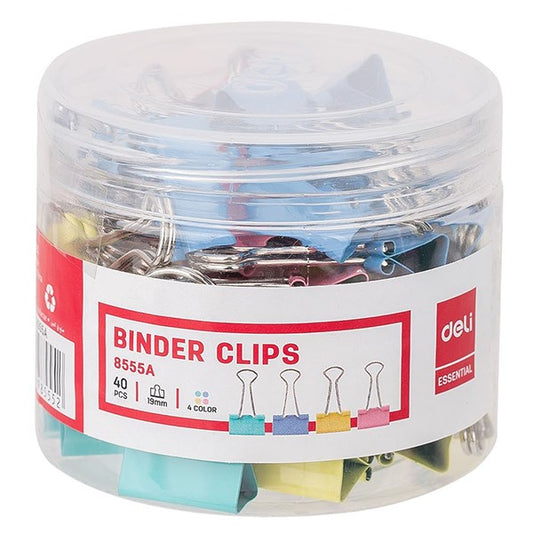 Binder csipesz DELI 19 mm színes 40 darabos kép