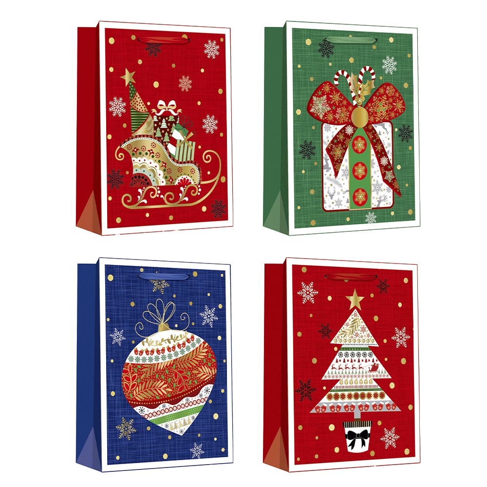 Dísztasak CREATIVE Delucm x e Plus cm x L 30cm x 42cm x 12 cm ünnepi mintás matt fóliás szalagfüles kép