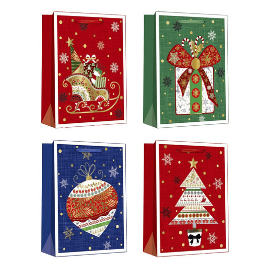 Dísztasak CREATIVE Delucm x e Plus cm x L 30cm x 42cm x 12 cm ünnepi mintás matt fóliás szalagfüles kép