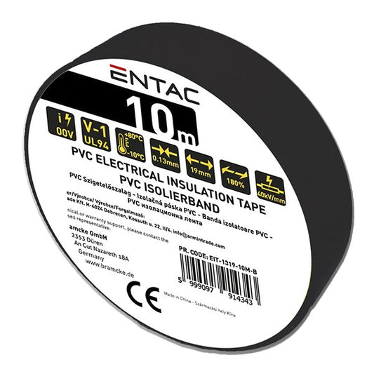 Szigetelőszalag ENTAC 19mmx10m fekete kép