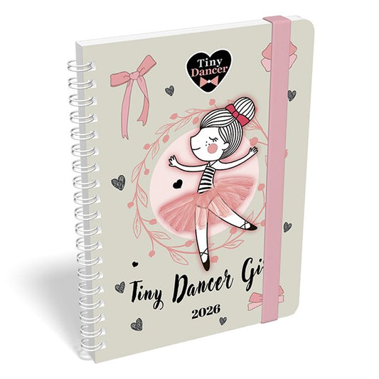 Határidőnapló LIZZY CARD B/6 heti spirálozott gumis Tiny dancer lovely ballerina 2026. kép