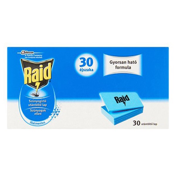 Rovarírtó szúnyogirtó RAID utántöltő lap elektromos készülékhez 30 darabos kép