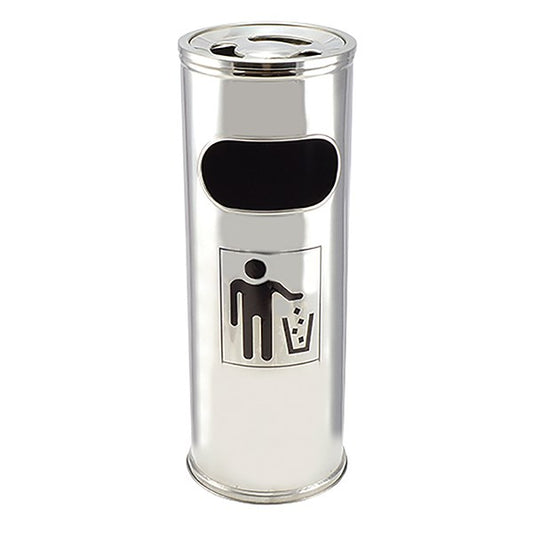 Szemetes hamutartóval kültéri fém inox 25x58cm kép