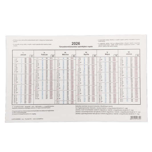 Nyomtatvány TB naptár 2026. kép