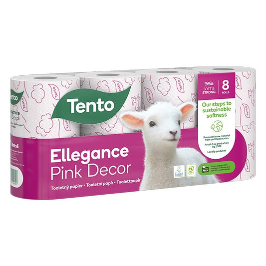 Toalettpapír TENTO Family pink dekor mintás 8 tekercses 3 rétegű kép
