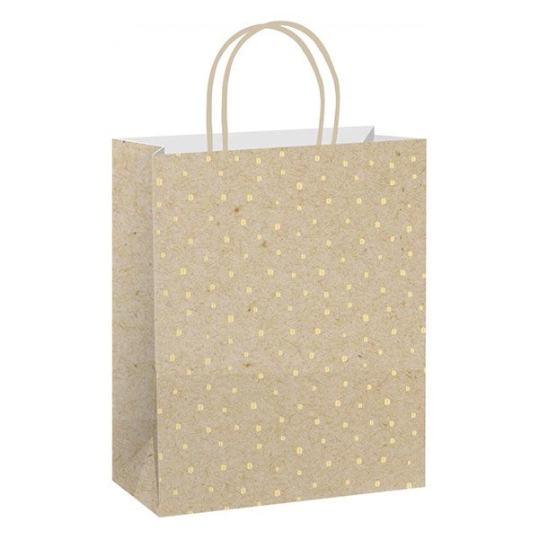 Dísztasak CREATIVE ECO Special Plus M 18x23x10 cm kraft fóliás apró mintás sodort füles kép