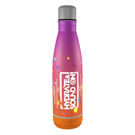 Kulacs duplafalú NEBULO fém Hydrate & SoundON Bluetooth hangszóróval 460 ml rózsa-narancs kép