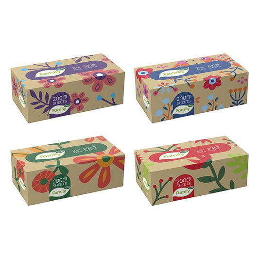 Papírzsebkendő TENTO Familybox 2 rétegű 200 darabos dobozos kép