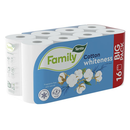 Toalettpapír TENTO Family cotton white fehér 16 tekercses 2 rétegű kép