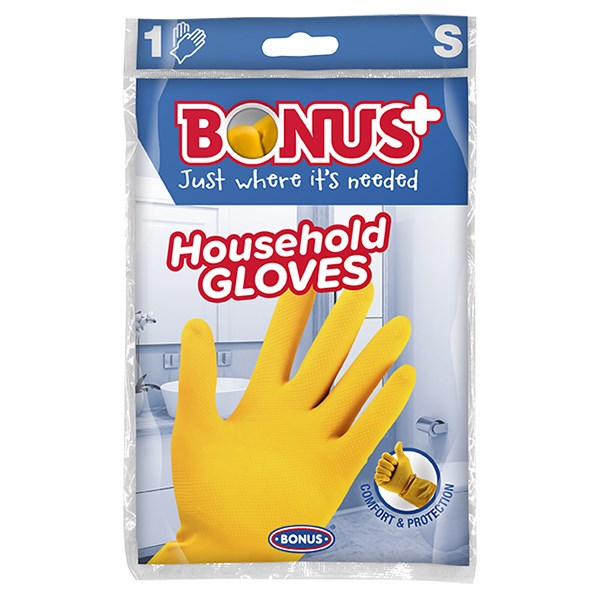 Gumikesztyű BONUS háztartási latex sárga S kép