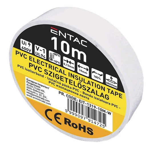 Szigetelőszalag ENTAC 19mmx10m fehér kép