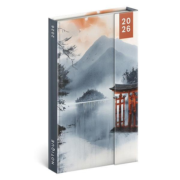 Határidőnapló mágnessel záródó REALSYSTEM 130x210mm heti sárga lapos Japan 2026. kép