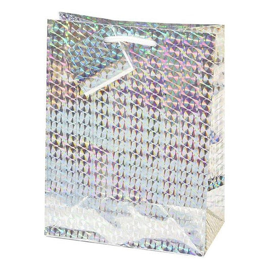 Dísztasak CREATIVE Special Hologram M 18x23x10 cm egyszínű ezüst sodort füles kép