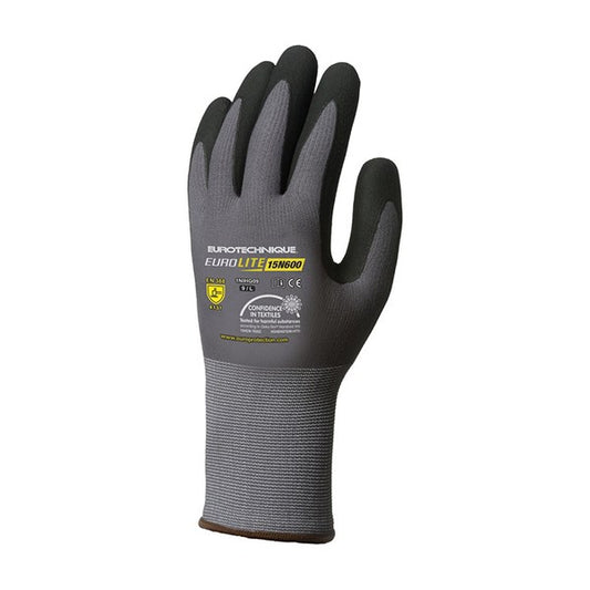 Kesztyű mártott COVERGUARD Eurolite mikrohabosított nitril szürke/fekete 9-es 2 darab/pár kép