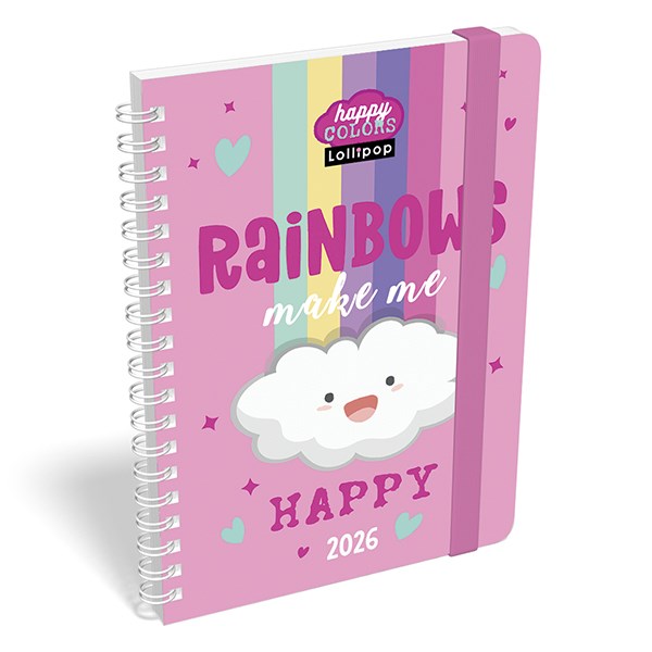 Határidőnapló LIZZY CARD B/6 heti spirálozott gumis Lollipop happy color 2026. kép