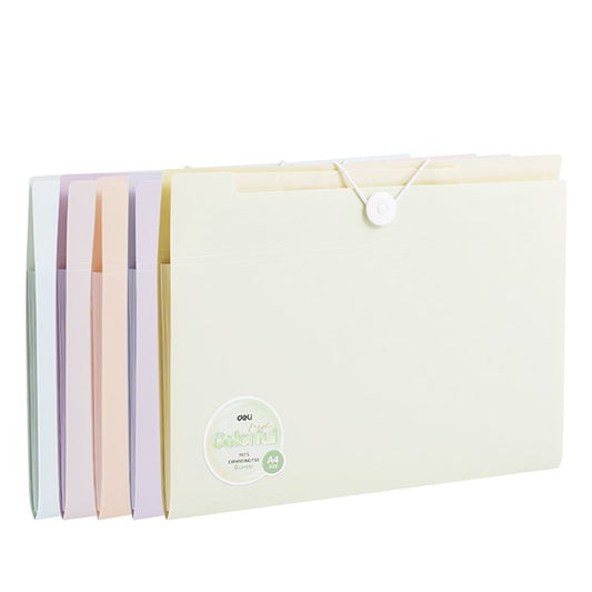 Harmónika mappa DELI Colorful A/4 PP 8 rekeszes vegyes pasztell színekben kép
