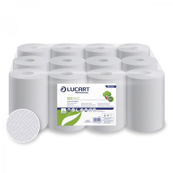 Kéztörlő tekercses LUCART Eco 14 CF  595 m 240 lap belső magos fehér 2 rétegű 12 tek/csom kép