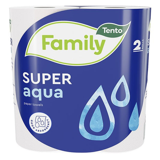 Kéztörlő tekercses háztartási TENTO Family super aqua 2 tekercses 2 rétegű kép