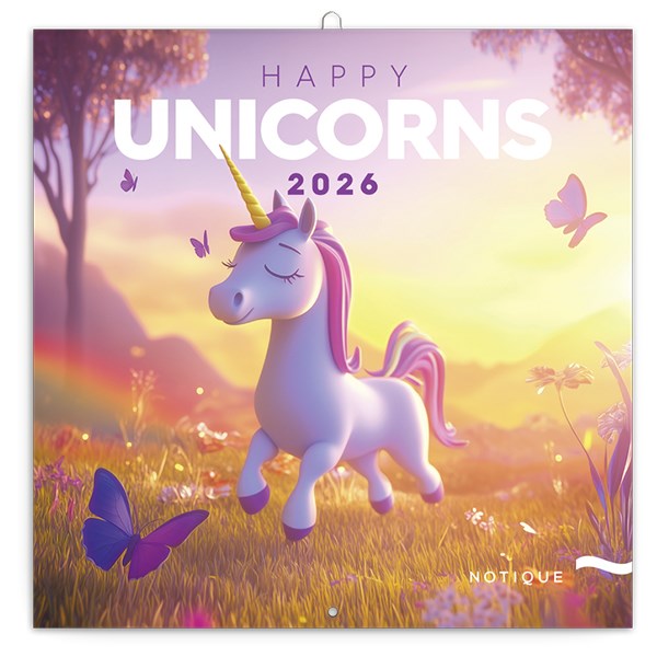 Lemeznaptár REALSYSTEM 300x300mm Happy Unicorns 2026. kép
