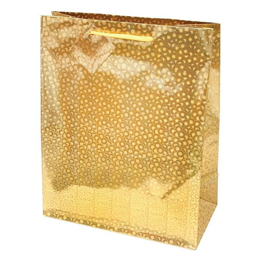 Dísztasak CREATIVE Special Hologram L 26x32x12 cm egyszínű arany sodort füles kép