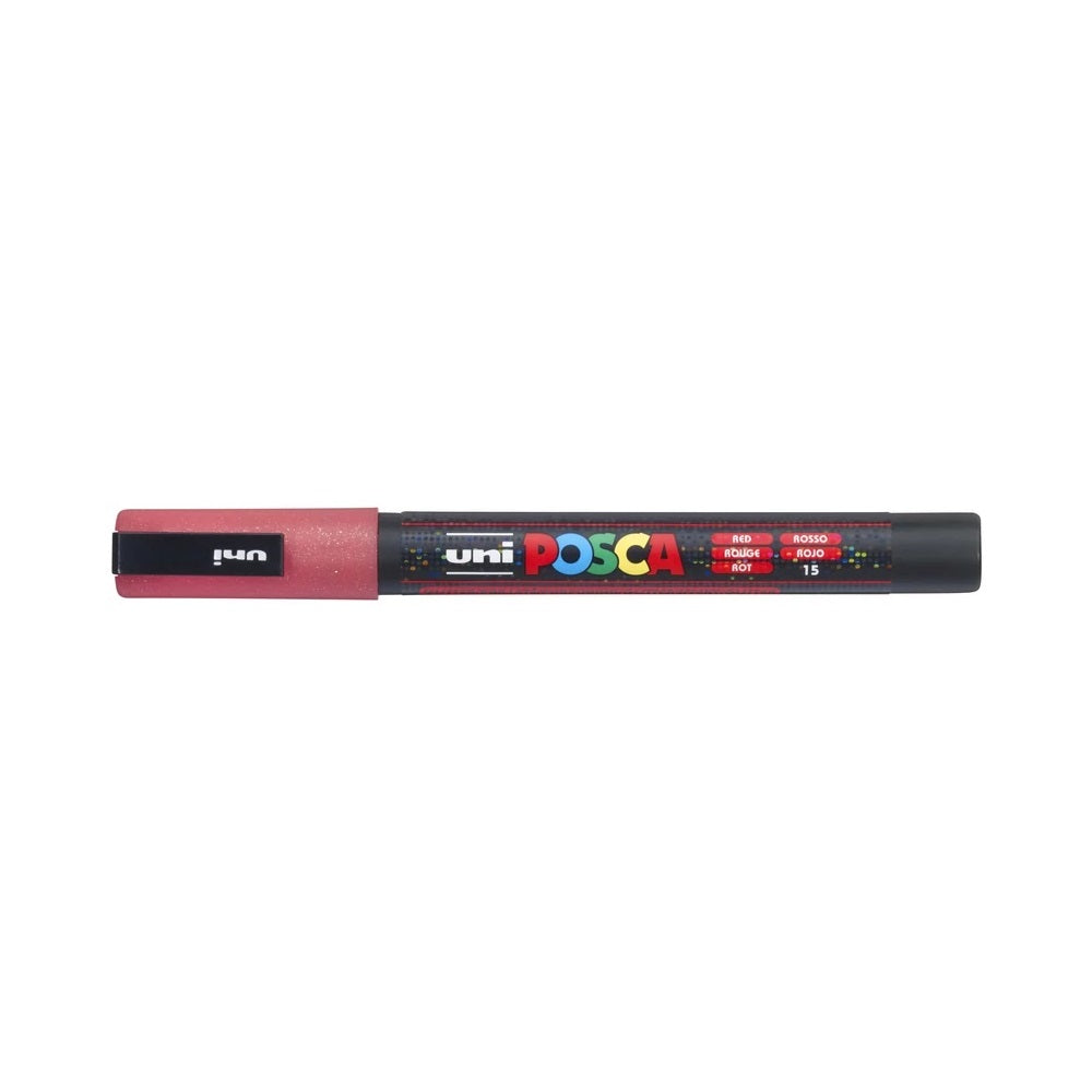 Dekormarker 0,9-1,3mm, Uni-Posca PC-3ML csillámló piros kép