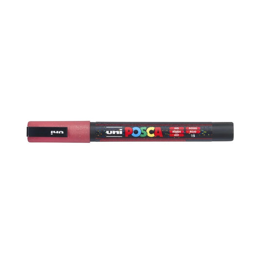 Dekormarker 0,9-1,3mm, Uni-Posca PC-3ML csillámló piros kép