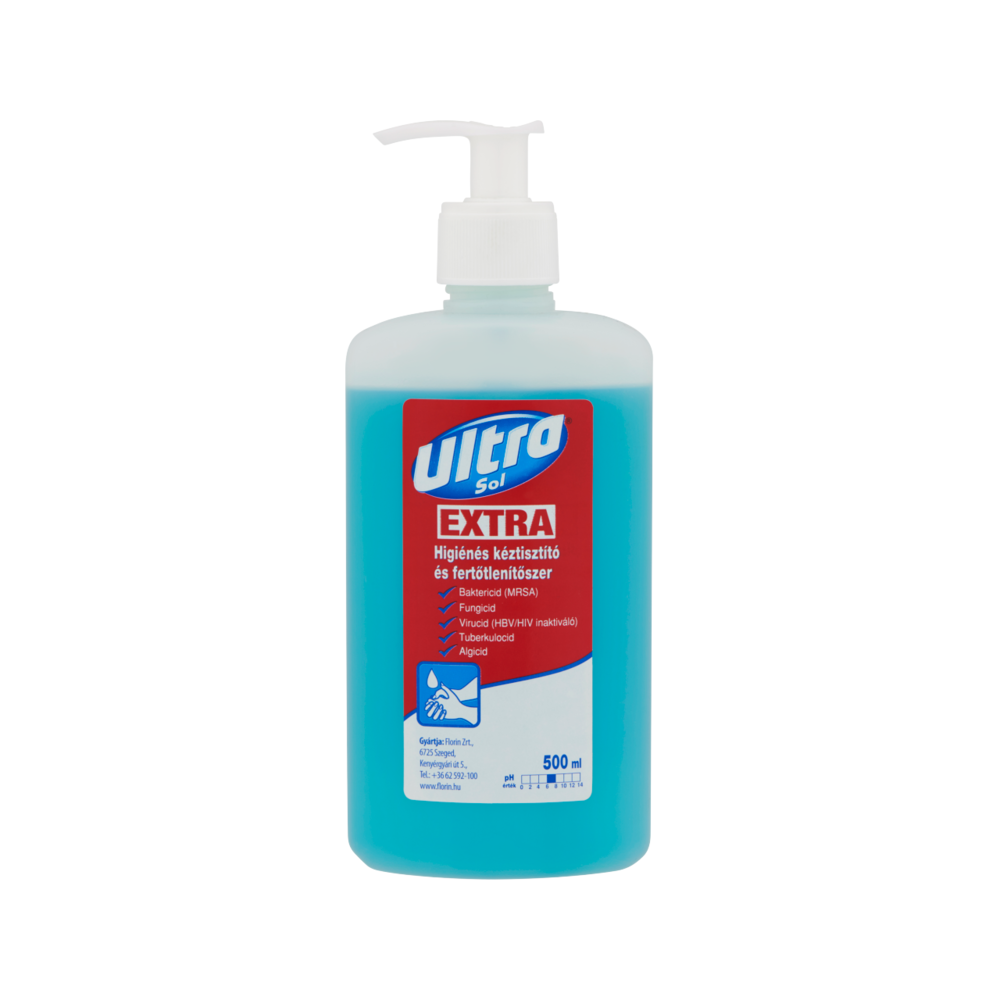 Folyékony szappan pumpás 500 ml fertőtlenítő hatással Ultra Sol Extra kép