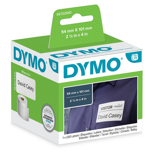 Etikett Dymo LW nyomtatóhoz 54x101mm, 220 db etikett/doboz, Original, fehér kép