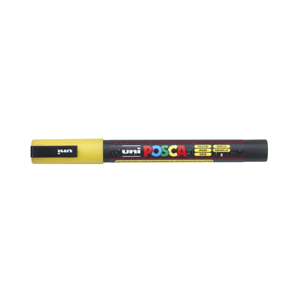 Dekormarker 0,9-1,3mm, Uni-Posca PC-3ML csillámló sárga kép