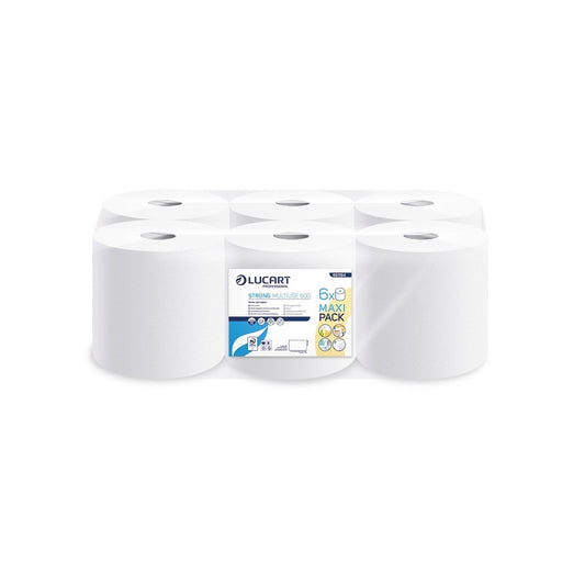 Kéztörlő 2 rétegű tekercses átmérő: 21 cm 100% cellulóz belső magos 6 tekercs/karton 600 Strong Lucart Multi-Use_861194A kép