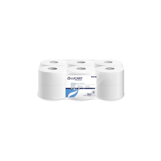 Toalettpapír 2 rétegű közületi átmérő: 19 cm 100 % cellulóz 12 tekercs/karton 19 J Strong Lucart Smart_812516 hófehér kép